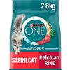PURINA ONE BIFENSIS STERILCAT cibo secco per gatti sterilizzati, ricco di manzo, confezione da 4 (4 x 2,8 kg)