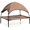 Wiltec Brandina per cani e gatti con tettoia marrone, cuccia per cani max 15kg, lettino da esterno per animali con tettuccio parasole, 60x45x16cm