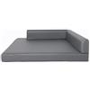 Mayaadi-Home Mayaadi Home - Cuccia angolare per cani Rogo, in ecopelle, per cani, cuscino trapuntato, grigio, L (90 x 120 x 10 cm)