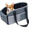 Generico Seggiolino Auto Per Cani - Lino + Tessuto Oxford 46x25x23cm | Sedile Consolle | Rialzo Per Canei Con Console Centrale Per Cani Di Piccola E Media Taglia, Sicurezza In Viaggio, Protezione 'auto, Gu