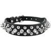 anso Collare per cani in pelle PU con borchie a spillo, rivetti per animali domestici, collare regolabile (nero, 20-25 cm)