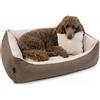 4L Textil Teo Cuccia per Gatti Cuscino Gatto Divano Gatto Letto per Cani di taglia piccola Cuccia per Cuccioli Cuscino per Cuccioli (60x40 cm, Marrone/beige)