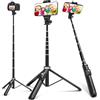 BZE Bastone per selfie allungabile da 101,6 cm con Bluetooth, treppiede per telefono con scatto remoto wireless compatibile con iPhone Xs Max Xr 8 7 6 6S Plus, Android, Samsung Galaxy, Gopro e altri