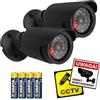 Maclean Set telecamera fittizia 2 pezzi | imitazione CCTV realistica con LED lampeggiante | IP44 per interni ed esterni | Camere tubolari regolabili | Include adesivi di avvertimento