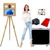 DOWWEI Multi-Purpose Tripod DSLR Photo Booth Machine con Schermo Touch da 15,6 pollici con Fotocamera, Magic Mirror Photobooth per autoscatti con effetto venatura del legno e Foto box,Matrimoni (with Camera)