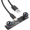 IFWATER Videocamera USB stereo 3D 1080P 60fps Webcam ad alta velocità con sincronizzazione fisheye a 180 gradi Dual Lens 4MP VR Camera Plug and Play per riconoscimento facciale QR Codes Scansione e