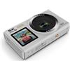 CRIDENG Fotocamera con risoluzione 5K con doppio schermo di visualizzazione da 2,8 anteriore e posteriore Zoom digitale 18X, interpolazione 80 MP, sensore CMOS per uso quotidiano (bianco)