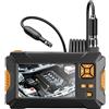 AUBEST Telecamera d'ispezione Telecamera for endoscopio industriale con sterzo a 360 gradi Rotazione automatica a 360 ° Doppia lente 4,3 '' IPS Periscopio di ispezione dello schermo 9 LED 32 GB(10m,9MM Rigid