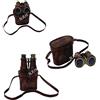 Nautical Replica Hub Binocolo in pelle d'ottone antico stile vintage con custodia in pelle marrone