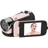 VELATEMOR Videocamera Digitale da 16 MP, Risoluzione 1080P, Zoom 16X, Schermo da 2,4 Pollici, con Luce di Riempimento, Collegabile Tramite USB, Supporto Microfono Esterno e Treppiede (PINK)
