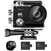 DIGNIFE Action Camera, Fotocamera impermeabile 4K Action Camera 16MP Vision 3 Fotocamera subacquea impermeabile 170 ° Grandangolo Sport Cam con kit di montaggio accessori