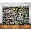 BELECO 2.1x1.9m Sfondo in tessuto vintage con muro di mattoni e pietra per la fotografia, muro invaso dalla vegetazione, antico muro di roccia, sfondo strutturato, decorazioni per feste