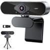 DIGNIFE Webcam, Webcam for PC 1080P HD 30fps Web Camera Correzione automatica della luce Web Cam 360 Rotazione Webcam for computer for lo streaming,Telecamera Del Computer