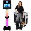 PAAFNN Macchina fotografica portatile per selfie, con touch screen, da 15,6 pollici, con luce RGB, stazione di condivisione con custodia per volo, per feste di nozze, eventi (nero, macchina per fototesse)