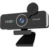 Generic Webcam UHD 1440P con grandangolo a 120 gradi, obiettivo in vetro 6G, doppi altoparlanti, microfono digitale con cancellazione del rumore, copertura per la privacy, plug and play, ampia compatibilità
