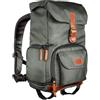 Mantona Luis junior Retrò Zaino fotografico verde con pelle, per fotocamera con protezione antipioggia, Borsa da fotografo con scomparto laptop, per 1 DSLR, 1-2 obiettivi e vari accessori fotografici