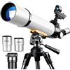 RENYUEH Telescopi con apertura da 70 mm per adulti, telescopio rifrattore portatile, telescopi da viaggio portatili regolabili, telescopio da viaggio con borsa per il trasporto, adattatore per telefono e