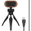 NOENNULL Fotocamera per computer, webcam USB, webcam ad alta risoluzione 2K per videoconferenze dal vivo (arancione)