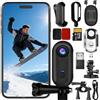 Rhayle Action Camera 4K con azione per pollice 64G Piccolo supporto per corpo ovunque Piccola fotocamera con clip a molla a 360° Registrazione video portatile POV a mani libere per ciclismo Casco