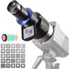 DIFESURO DF Bowens Mount Conical Snoot Kit per proiettore flash Speedlite/Strobe Monolight, compatibile con Aputure Amaran 100X/D 200D/X, 4 filtri colorati e 25 schede grafiche Gobos