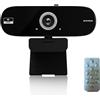 Jinpei Autofocus Webcam QHD 4K con copertura privacy, microfono, webcam per computer, Plug and Play, telecomando JW-07B-4K-A