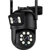 BWUHDKS Telecamera di sicurezza, telecamera IP PTZ a doppio obiettivo 8MP 4K con doppio schermo 4MP HD 4X Zoom digitale Telecamera di sorveglianza esterna wireless con tracciamento automatico, for sicurezza d