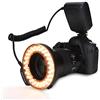 Diyeeni Setflash ad anello aLED, luceflash macro 48 LED, luci lampeggianti a macroistruzione LEDtra cui 4 diffusoriflash, 8 anelli adattatori, 1 controllerflash, flash macro per obiettivi da -70 mm