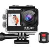 AMAZWI Telecamere d'azione Action Camera 4K 60FPS 24MP 2.0 Tocco Lcd. Dual Screen Remote WiFi controllo impermeabile del casco Go Sport Video Recorder Custodia impermeabile e resistente(Size:Option 3)