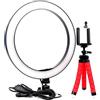 hdfj12142 Luce per anello selfie da 26 cm con supporto per treppiede Luce per selfie dimmerabile Luce per anello da scrivania alimentata tramite USB per il trucco 3 modalità di colore e 10 luminosità