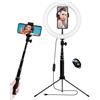 KJsdaADSA Luce ad anello con treppiede e supporto per telefono, luci ad anello, luce circolare a LED dimmerabile regolabile in altezza con telecomando per YouTube, selfie