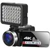 DMETE Videocamere UHD 4K Vlog Live Streaming Webcam Videocamera digitale esterna Registratore portatile Blogger 18X Regalo per principianti(32G SD Card,NA-U800-LO)
