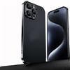 sifteng Custodia protettiva per iPhone 14/15/16 Pro Max, in pelle ultra sottile, con lenti in metallo elettrolitiche e guscio protettivo in pelle nera