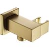 YWLETO Supporto per doccia, supporto regolabile in ottone massiccio per soffione doccia, supporto a parete con uscita dell'acqua da 1,27 cm, oro spazzolato, quadrato