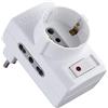 Electraline 70025 Adattatore triplo 2 prese bivalenti 10/16A e 1 schuko spina piccola 10A con interruttore riduttore