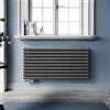 SUNXURY Radiatore tubolare di design, 593 x 1200 mm, orizzontale, a doppio strato, con connettore laterale cromato, multiblocco, colore antracite
