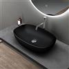 doporro Lavabo da Appoggio 60x39,5x14cm, Lavandino Bagno Brüssel104 in Ceramica con Nano Rivestimenti inclusi, Nero opaco