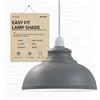 DC VOLTAGE Paralumi industriali stile retrò per lampade a sospensione, forma a cupola curva in metallo, facili da montare per apparecchi di illuminazione da soffitto. (Grigio)