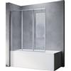 SONNI Parete Vasca 3 Ante,Vasca da Bagno Pieghevoli a Libro Silenziosa Nano Vetro 4 mm Trasparente Temperato 130x140cm