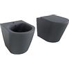 Parama Sanitari in ceramica filomuro grigio opaco vaso rimless bidet sedile soft-close chiusura rallentata mod. Vienna
