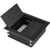 OJIJO Passacavo da scrivania in lega di alluminio, copricavo rettangolare con spazzola nera for PC, tavolo da ufficio, 1 porta di uscita for la gestione dei cavi(Black,120x120mm)