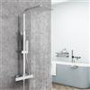 AICA ITALY SRL AICAIT Colonne Doccia Termostatiche, Miscelatore Termostatico Doccia con Soffione 25x25cm in Acciaio Inox, e Rubinetto 280x40mm, Altezza Regolabile 735-1150mm, Cromato Lucido