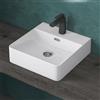doporro Lavabo Bagno Sospeso Lavandino da Appoggio Rettangolare 42 cm in Ceramica Bianco Lucido con Foro per Rubinetto e Troppopieno, Lavamani a Parete con Nano Rivestimento Anticalcare - Meissen201