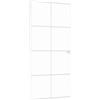 vidaXL Porta interna, set completo, 93 x 201,5 cm, porta in vetro con manico, serratura in ferro, porta girevole, moderno, vetro temperato bianco e sottile