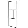 vidaXL Parete per Doccia Walk-in in Vetro Temperato Nera 80x195 cm