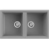 Evhoc Lavello Cucina Sopratop 86x51 cm, 2 Vasche, Lavandino Doppia Vasca in Kuarzite, Piletta Inclusa, Made in Italy, Grigio Cemento, ADHOC M