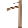 MICE COLLECTION MICE BDD038-3ORC - Rubinetto monocomando per lavabo a becco alto, rubinetteria bagno acqua freddo/caldo - rubinetti lavabo per lavabo oro rosa spazzolato
