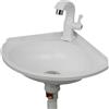 KOKANIGODVA Lavello Angolare Montato a Parete per Camper - Lavabo in Plastica Con Rubinetto Del Bagno Moderno per Bagno/Cameriera/Toilette (Bianco)
