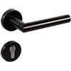 Gedotec Set leve ferramenta per porta in acciaio inox nero opaco maniglia porta camera su rosetta tonda - CHAPO | PZ - Cilindro | Maniglia della porta Antico Vintage | 1 Set