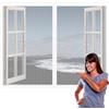 PINGSANL Zanzariera per Finestra Magnetica 76 x 156 cm Zanzariera a Strisce Rete Aria Fresca in & Keep Bugs Out per Legno Ferro Porte in Alluminio e Balcone, Bianco
