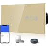 BSEED Alexa - Sensore touch WiFi a 1 vano, 1 via, telecomando con app Smart Life/Tuya con interruttore smart per tapparelle, Alexa e Google Home, compatibile oro